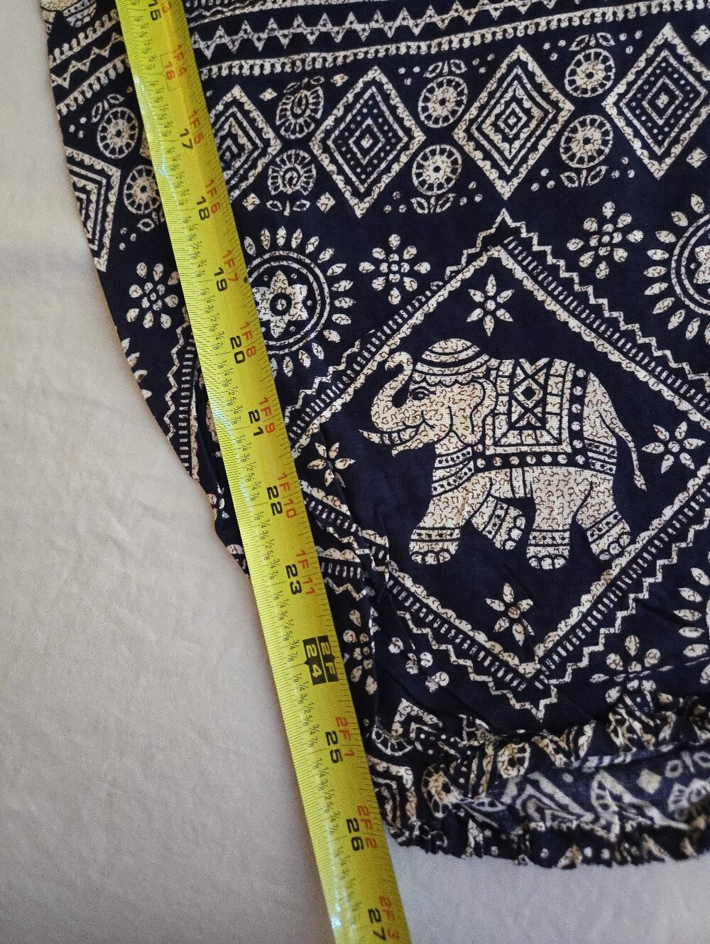 Navy Cream Thai Elephant Print Harem Pants Bohemian Hippie Festival EB5 - Picture 5 of 10